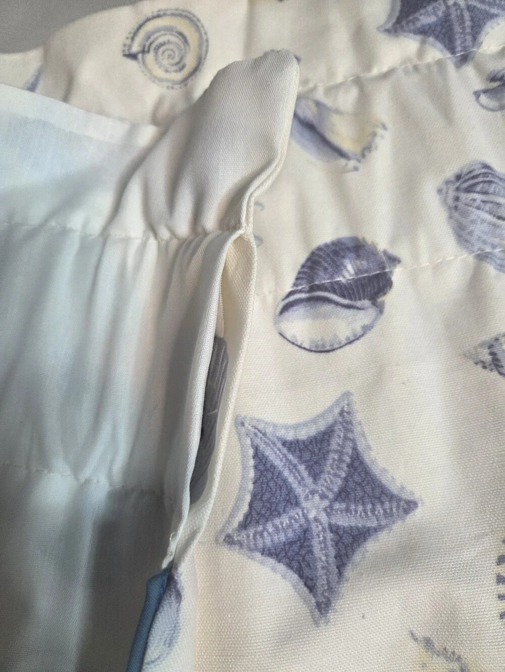 Coastal Seashell Scalloped Window Valance Blue White Beach Cottage 49x16